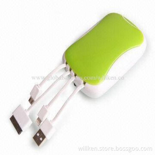 Portable Power Bank with iPhone 4/iPhone 5/Samsung Charge Line Inside, No Worry for Lost Charge Lin